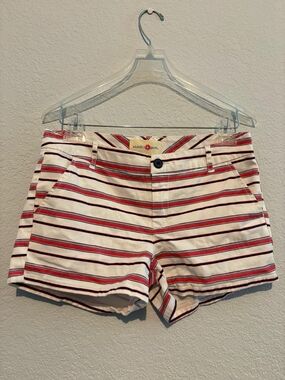 Wishful Park White Shorts with Red & Navy Stripes